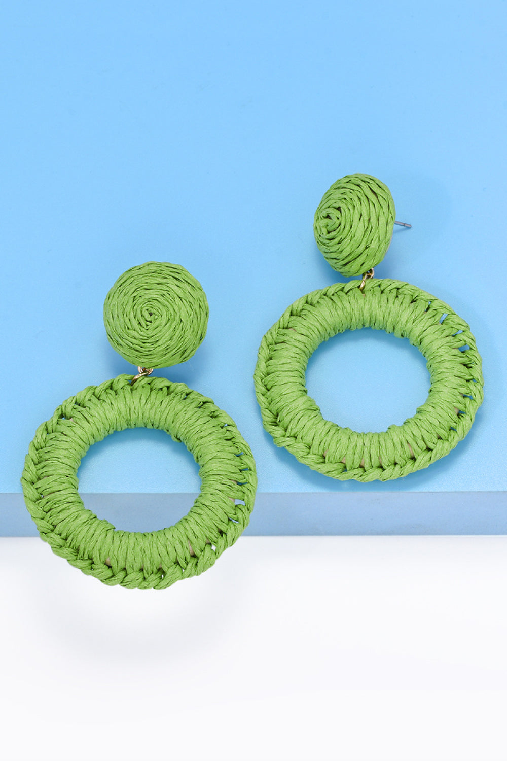 Bold Raffia Grass Round Dangle Earrings Jewelry (10 colors Available)