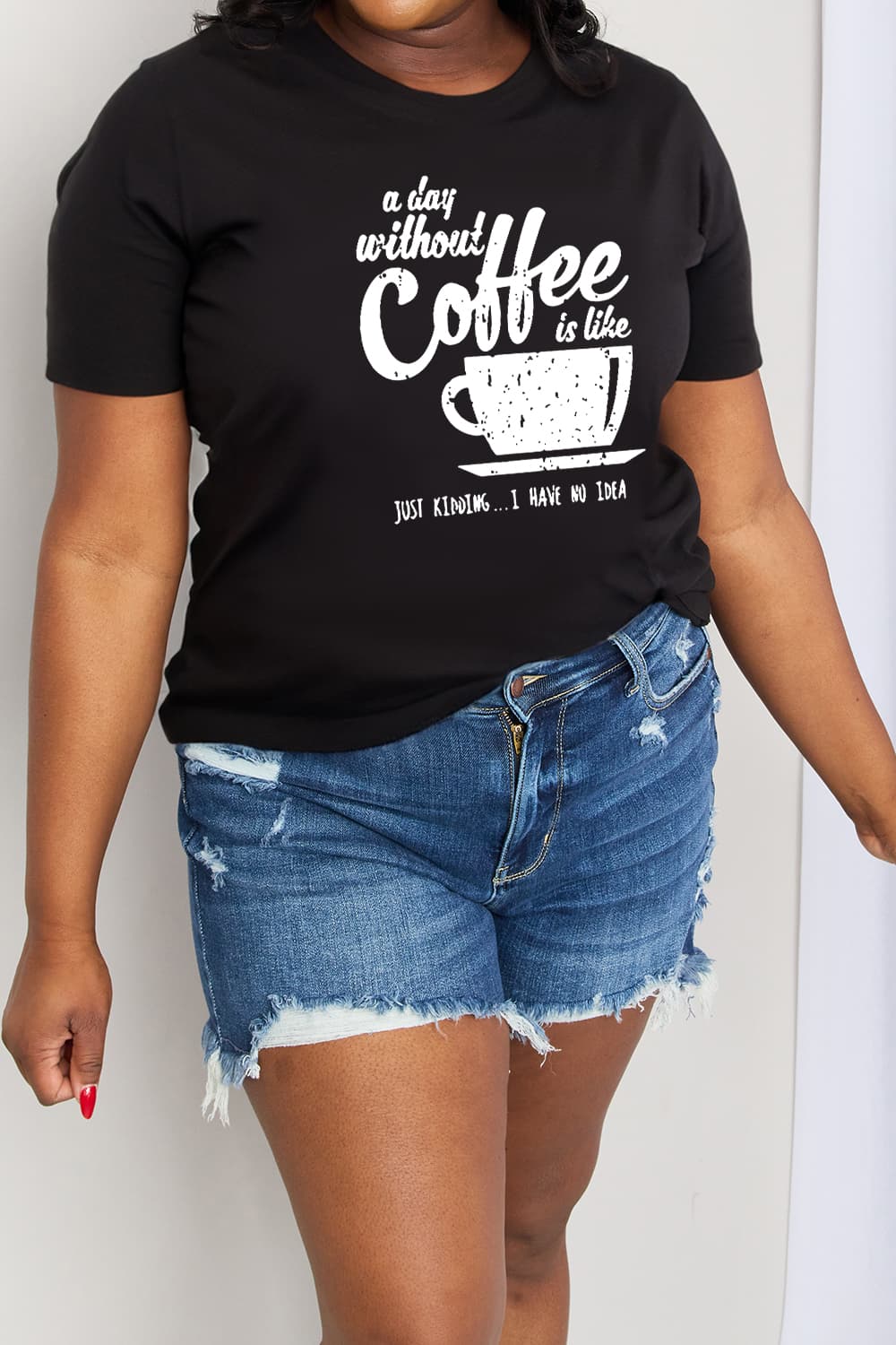 DAY WITHOUT COFFEE Funny Graphic 100% Cotton Short-sleeve Tee Shirt (Plus Size Available)