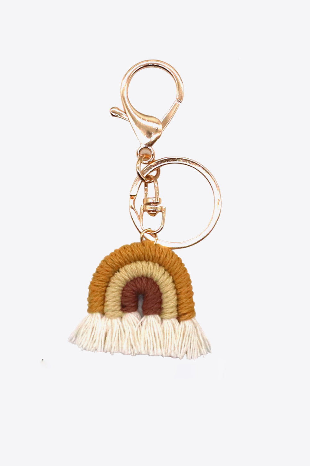 Colorful Boho RAINBOW Handmade Woven Tassel Keychain Ring with Clasp