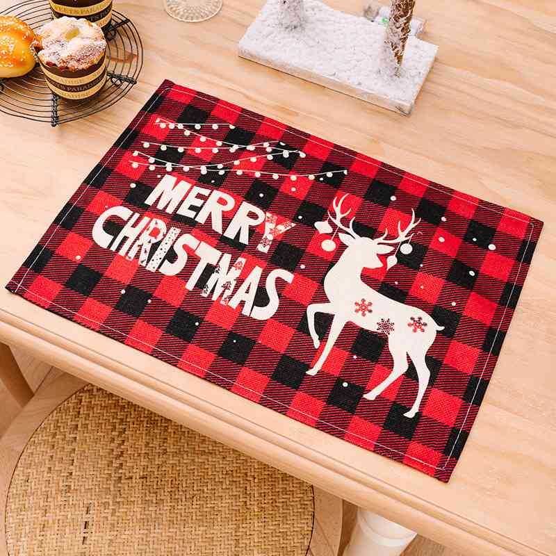 2-Piece Christmas Buffalo Plaid Placemat Dining Table Festive Home Decor Assorted