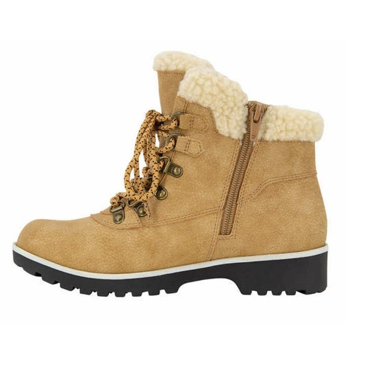 Jsport Boots Woman Faux Fur Shearling Chunky Lug Outdoor Winter Snow Shoes