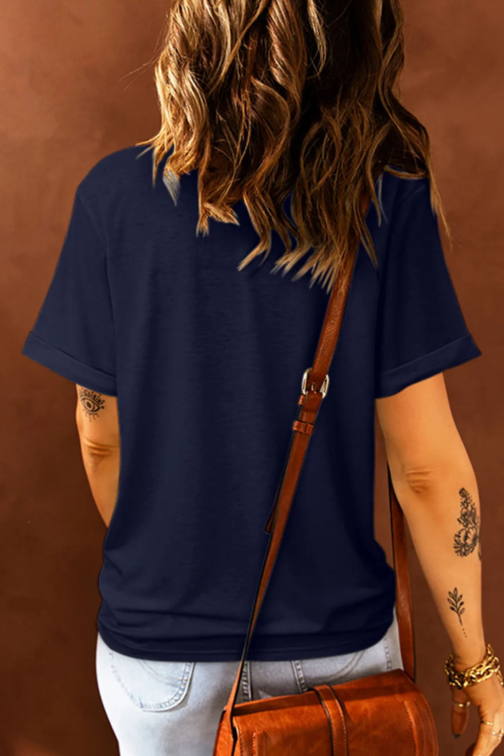 GOD BLESS AMERICA LAND THAT I LOVE Graphic Cuffed Short Sleeve Tee Shirt