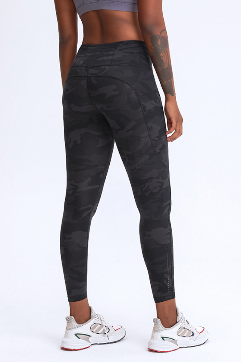 Wide Waistband Side Pocket Athletic Yoga Legging Pants