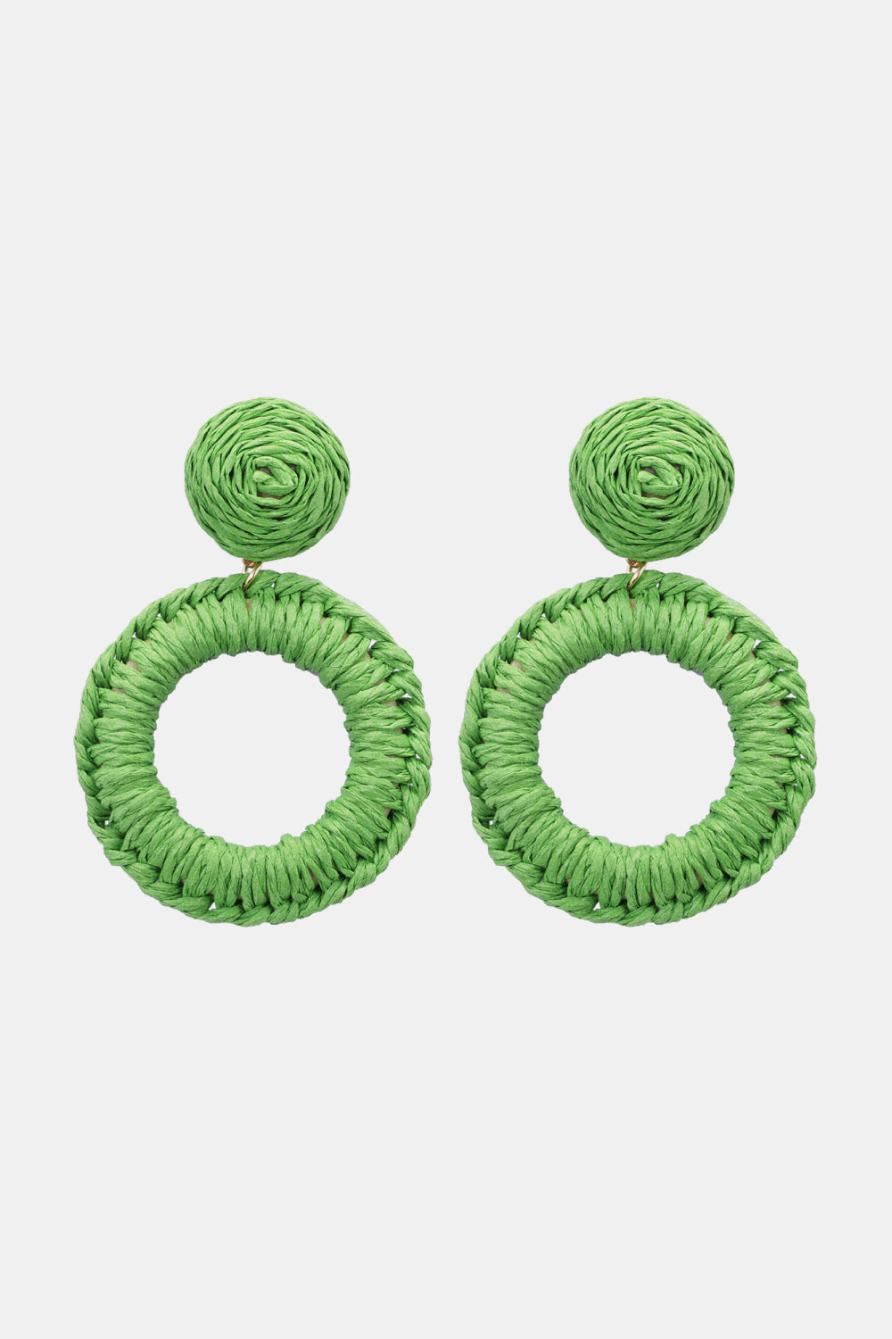 Bold Raffia Grass Round Dangle Earrings Jewelry (10 colors Available)