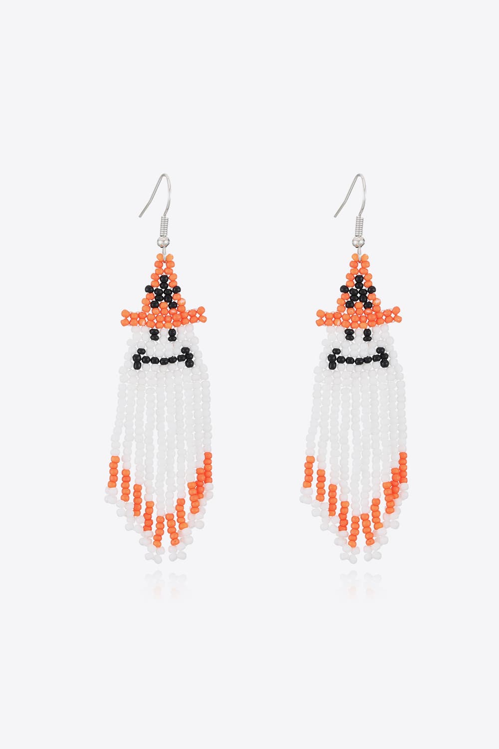 Spooky Fun Beaded Long Dangle Earrings Halloween Jewelry Pumpkin Ghost Spider Witch Skeleton