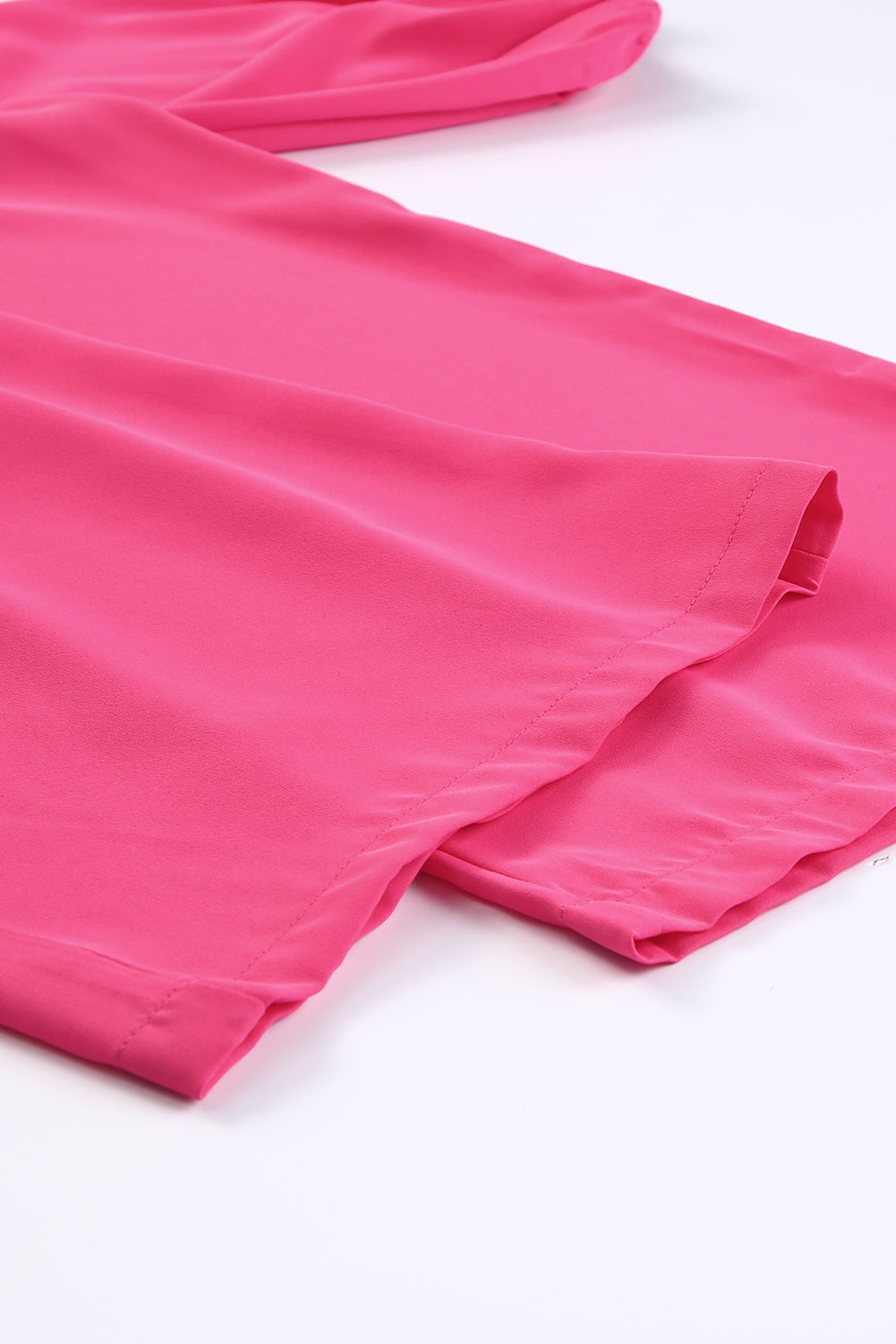 Cutout Side Plunge V-neck Long Sleeve Pant One-piece Neon Hot Pink Jumpsuit