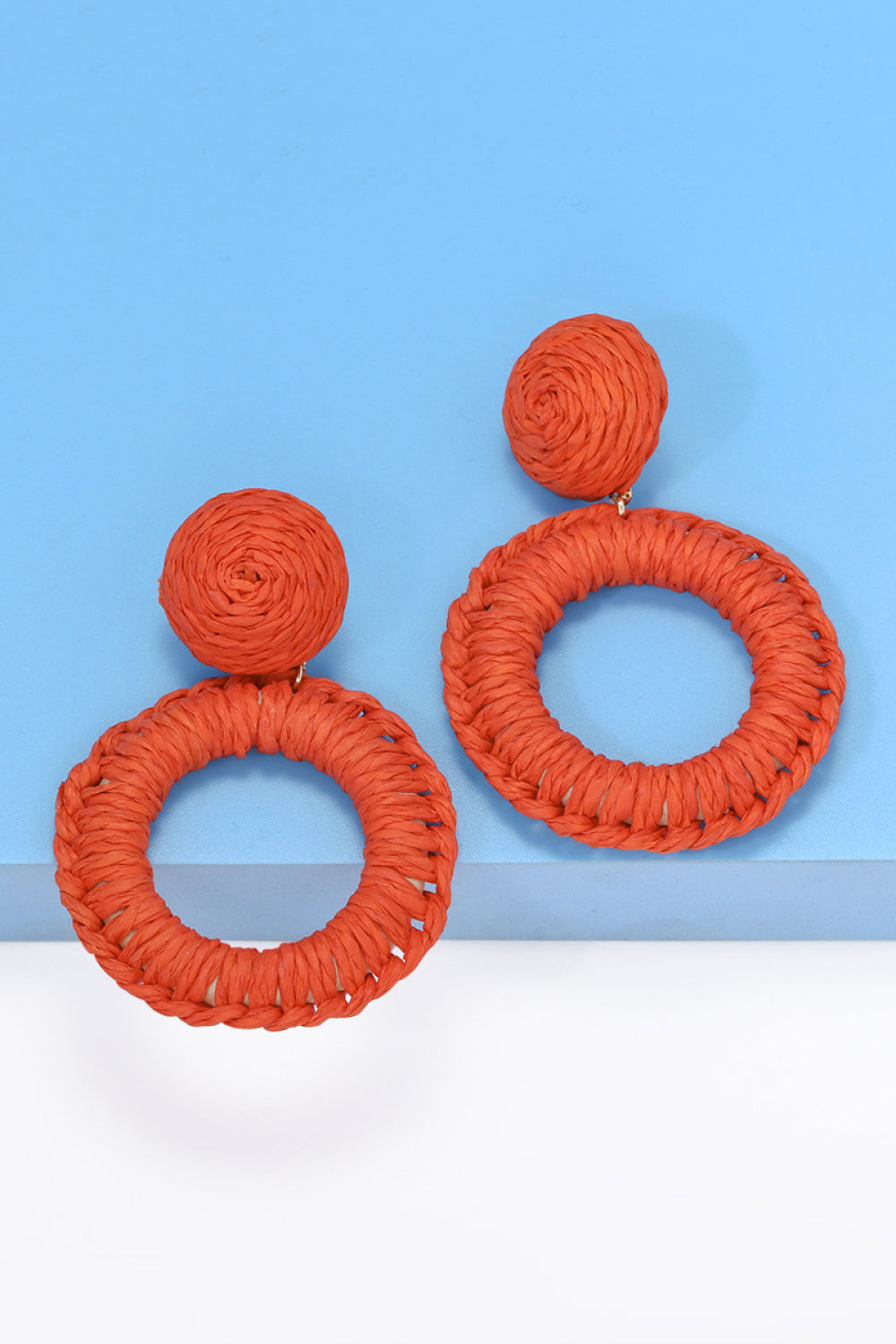 Bold Raffia Grass Round Dangle Earrings Jewelry (10 colors Available)
