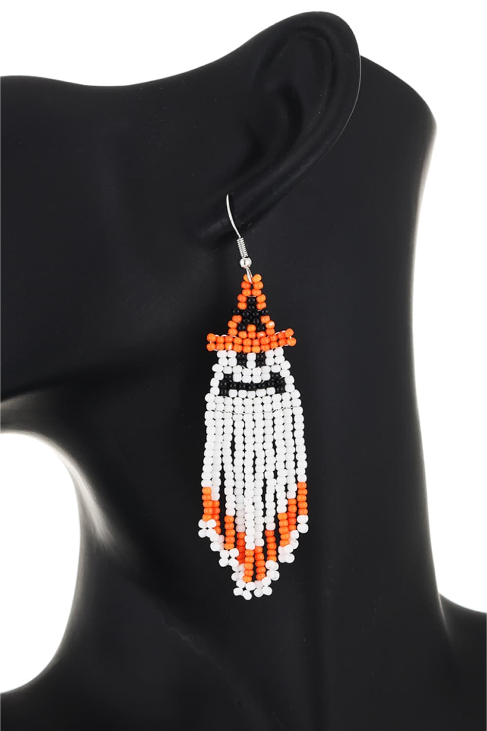Spooky Fun Beaded Long Dangle Earrings Halloween Jewelry Pumpkin Ghost Spider Witch Skeleton