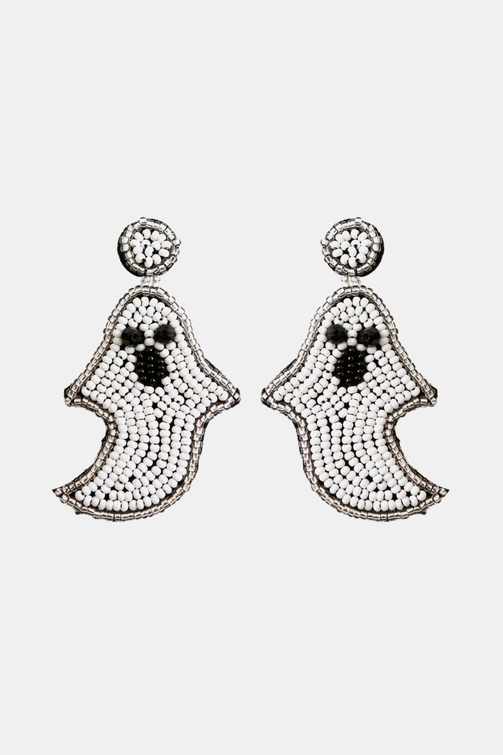 Spooky Ghost Beaded Dangle Earrings Halloween Jewelry