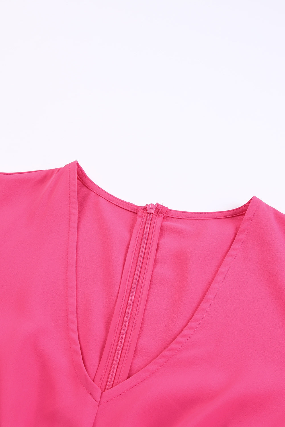 Cutout Side Plunge V-neck Long Sleeve Pant One-piece Neon Hot Pink Jumpsuit
