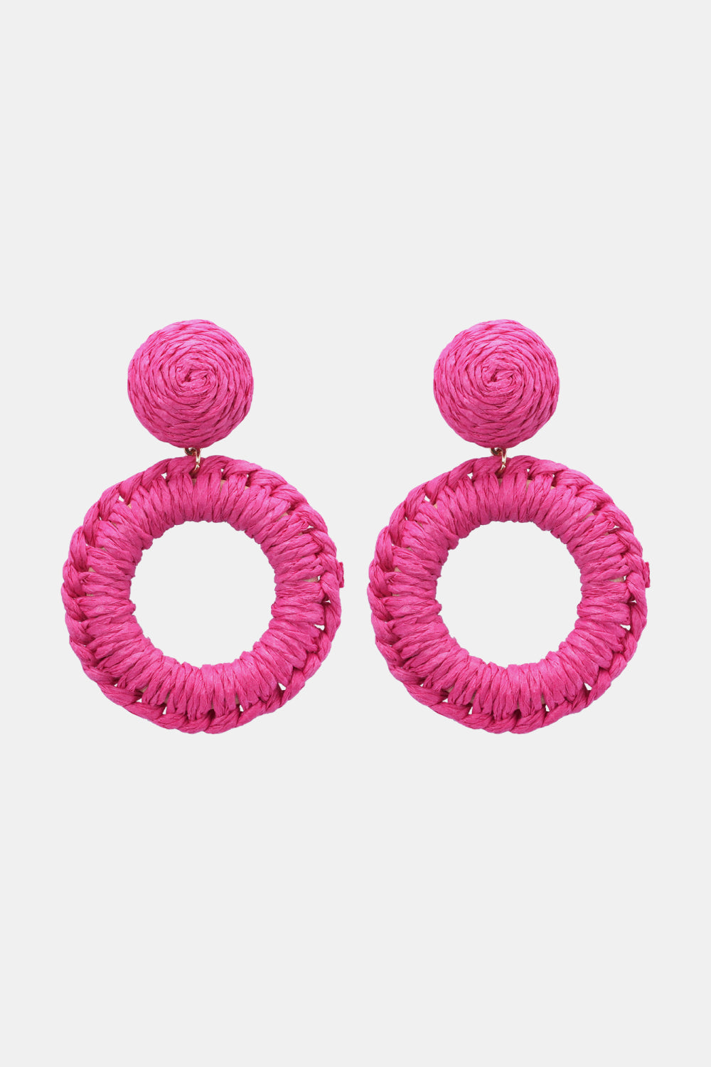 Bold Raffia Grass Round Dangle Earrings Jewelry (10 colors Available)