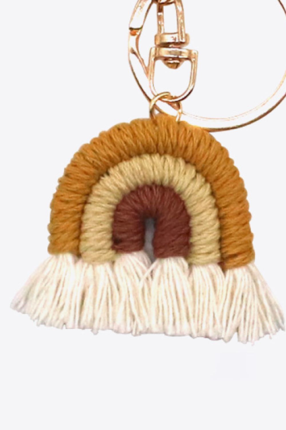 Colorful Boho RAINBOW Handmade Woven Tassel Keychain Ring with Clasp