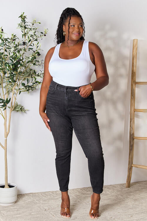 High-Rise Waist Black Denim Judy Blue Classic Skinny Jean Pants