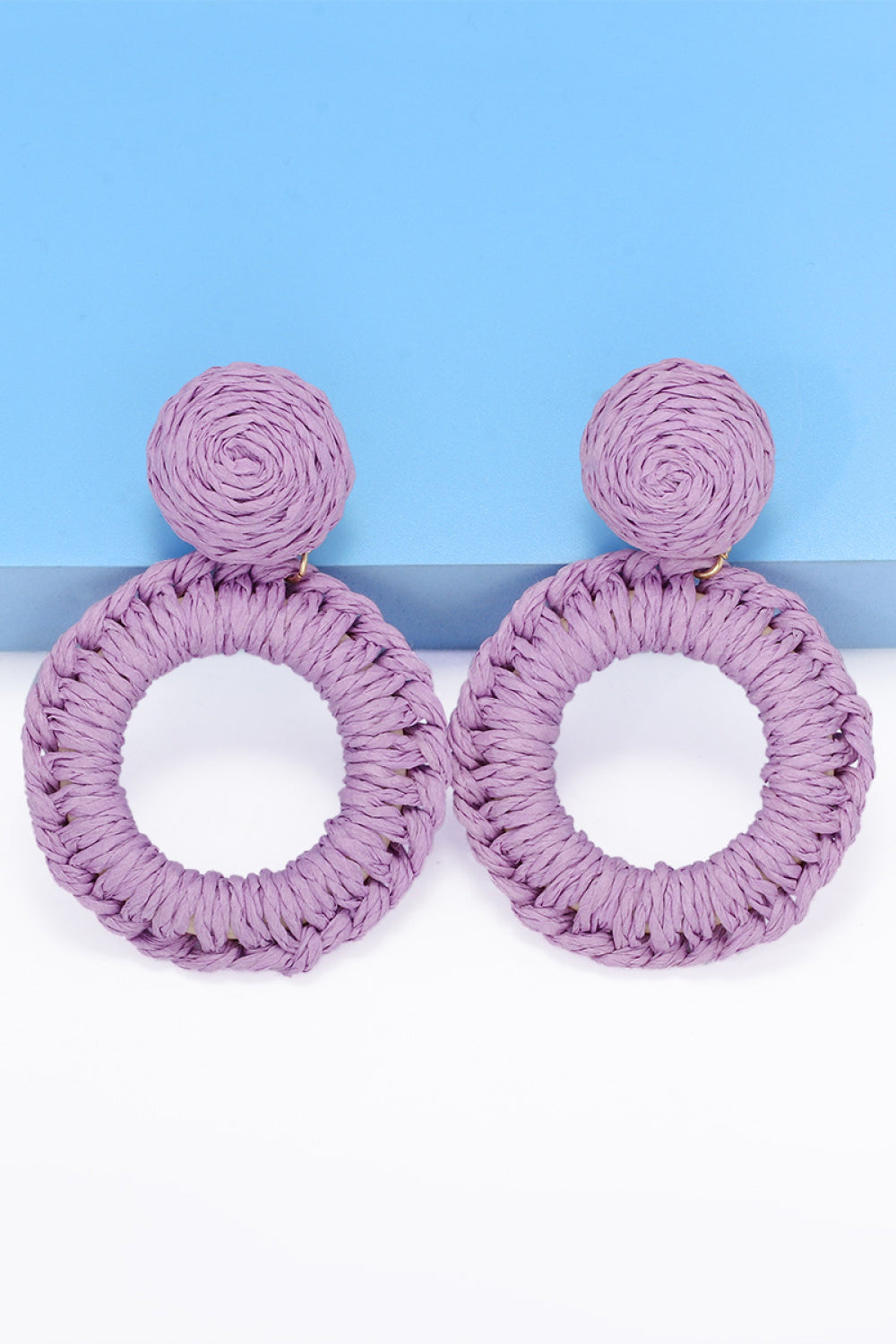 Bold Raffia Grass Round Dangle Earrings Jewelry (10 colors Available)