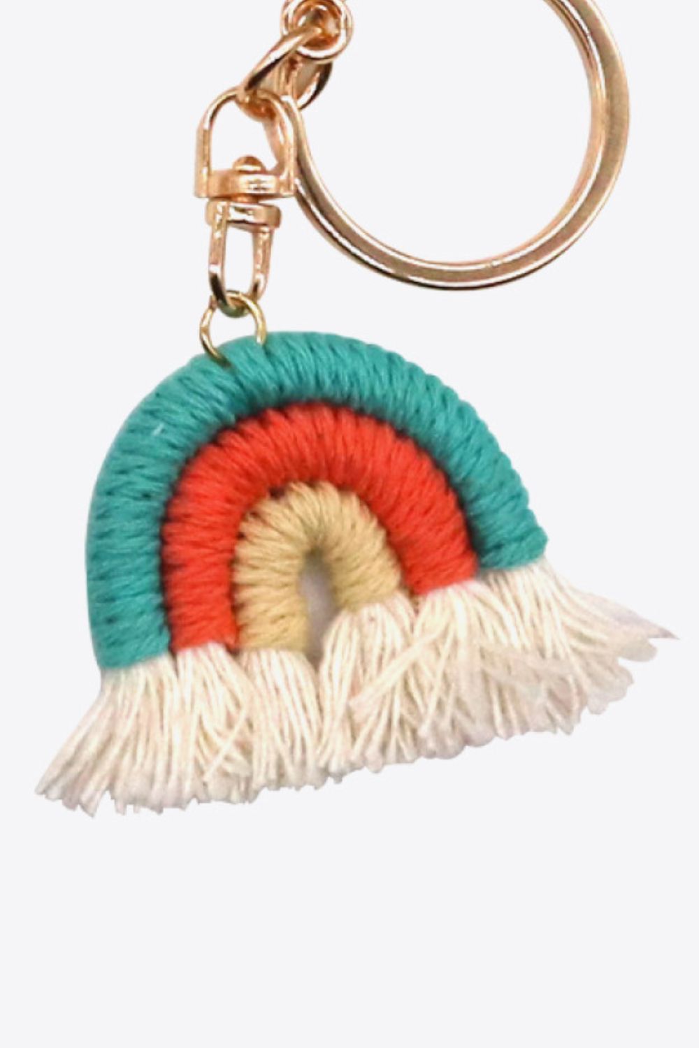 Colorful Boho RAINBOW Handmade Woven Tassel Keychain Ring with Clasp