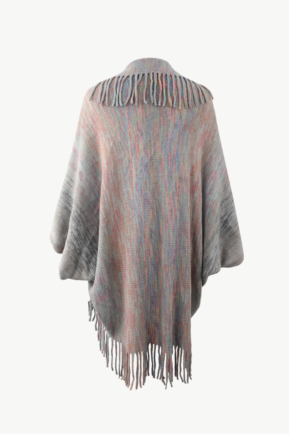 Colorful Rainbow Retro Fringe Hem Shrug Knit Bolero Open Front Sweater Cardigan
