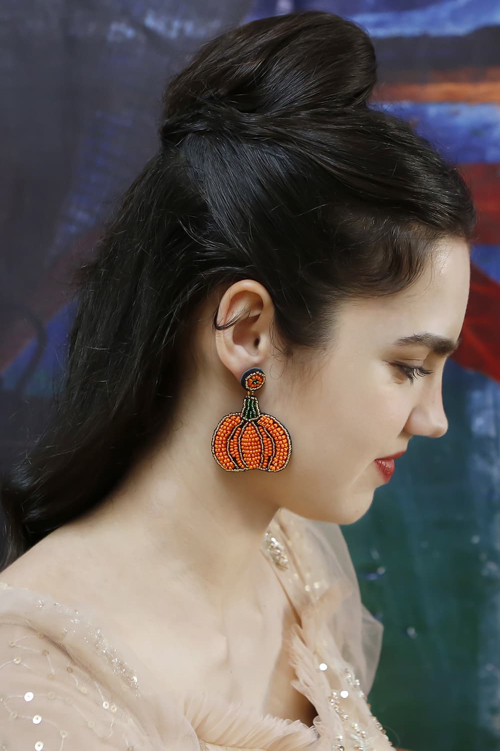 Beaded Fall Pumpkin Shape Jewlery Dangle Earrings