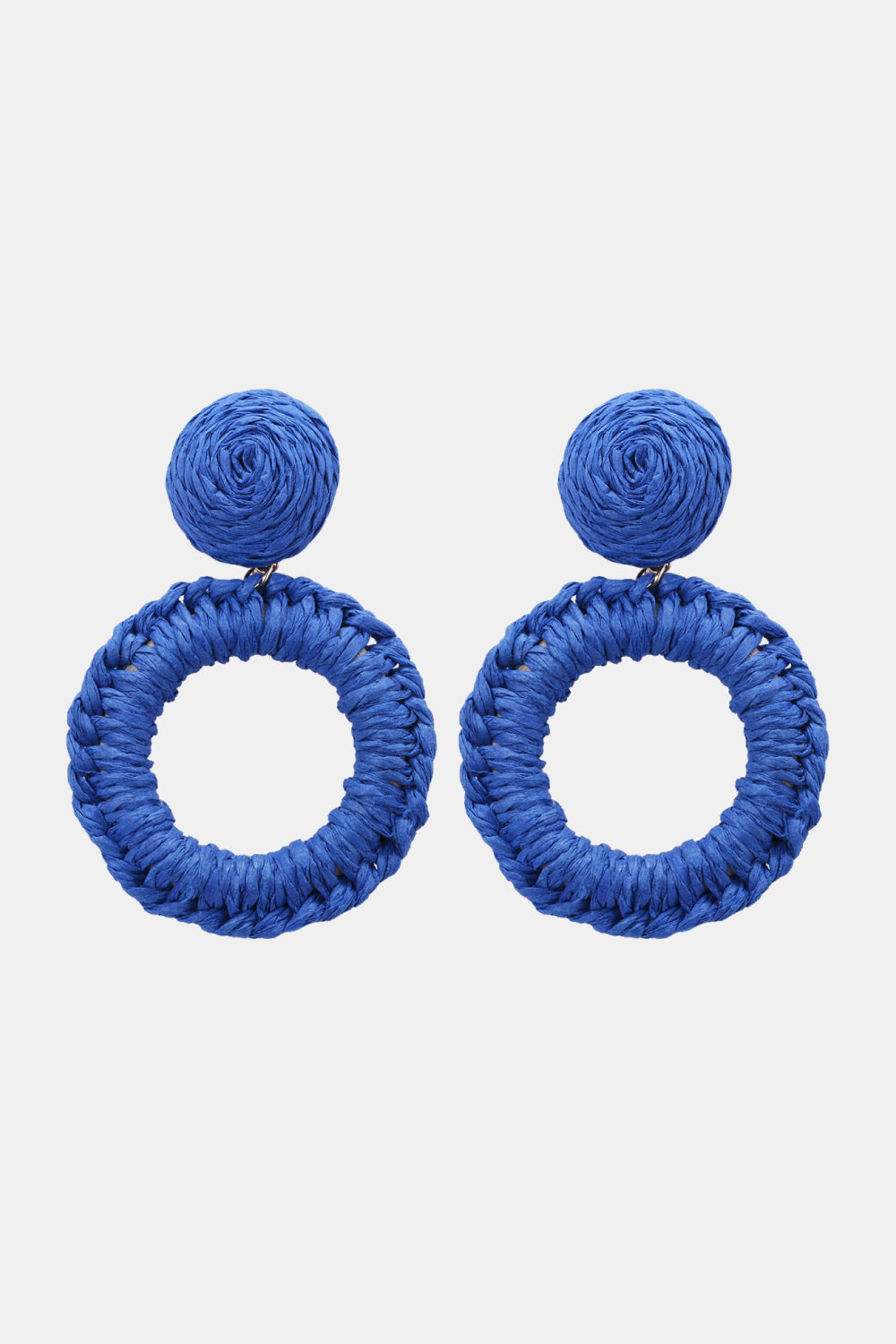 Bold Raffia Grass Round Dangle Earrings Jewelry (10 colors Available)