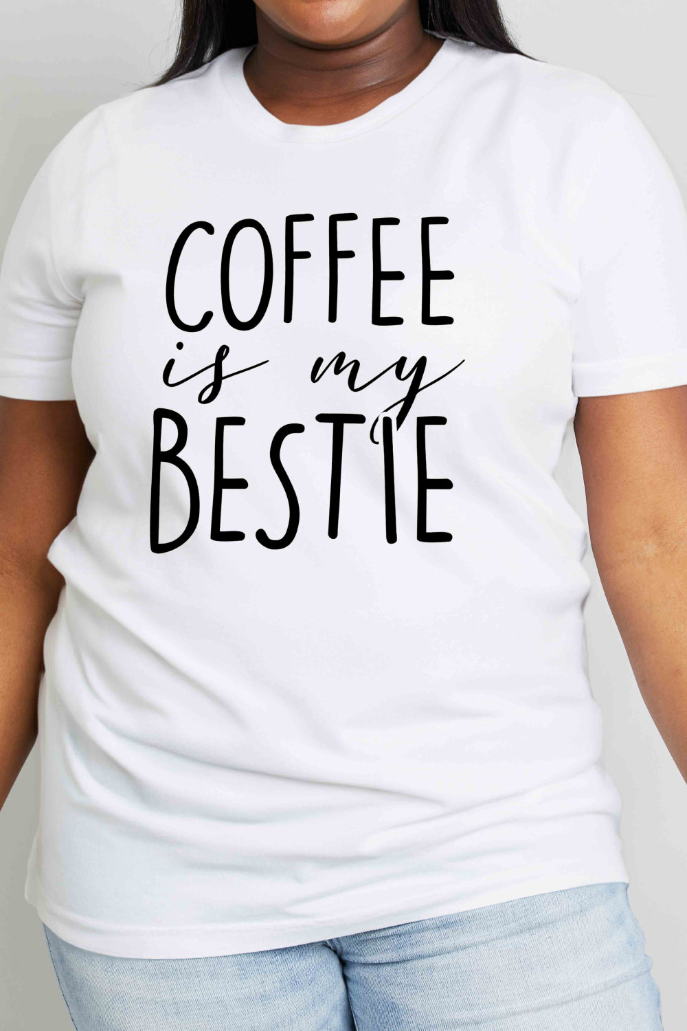 Funny COFFEE IS MY BESTIE Graphic 100% Cotton Tee Shirt (Plus Size Available)