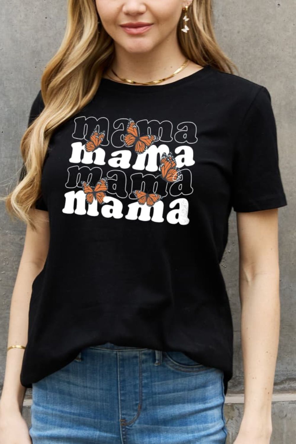 Butterfly MAMA Graphic 100% Cotton Short-sleeve T-Shirt