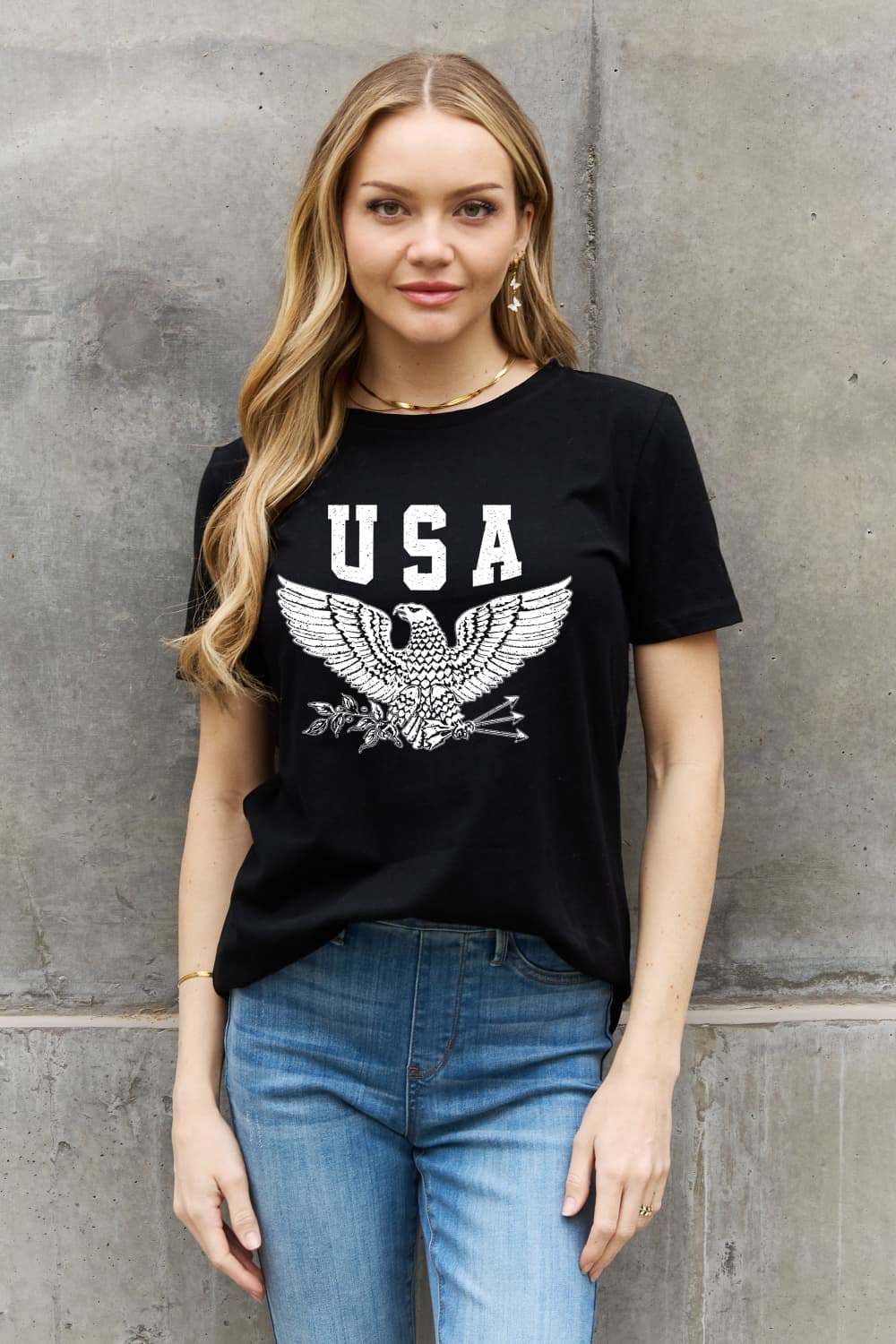 USA American Eagle Graphic 100% Cotton Short-sleeve Tee Shirt