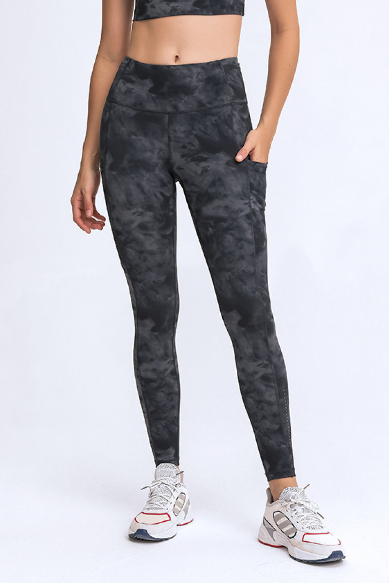 Wide Waistband Side Pocket Athletic Yoga Legging Pants