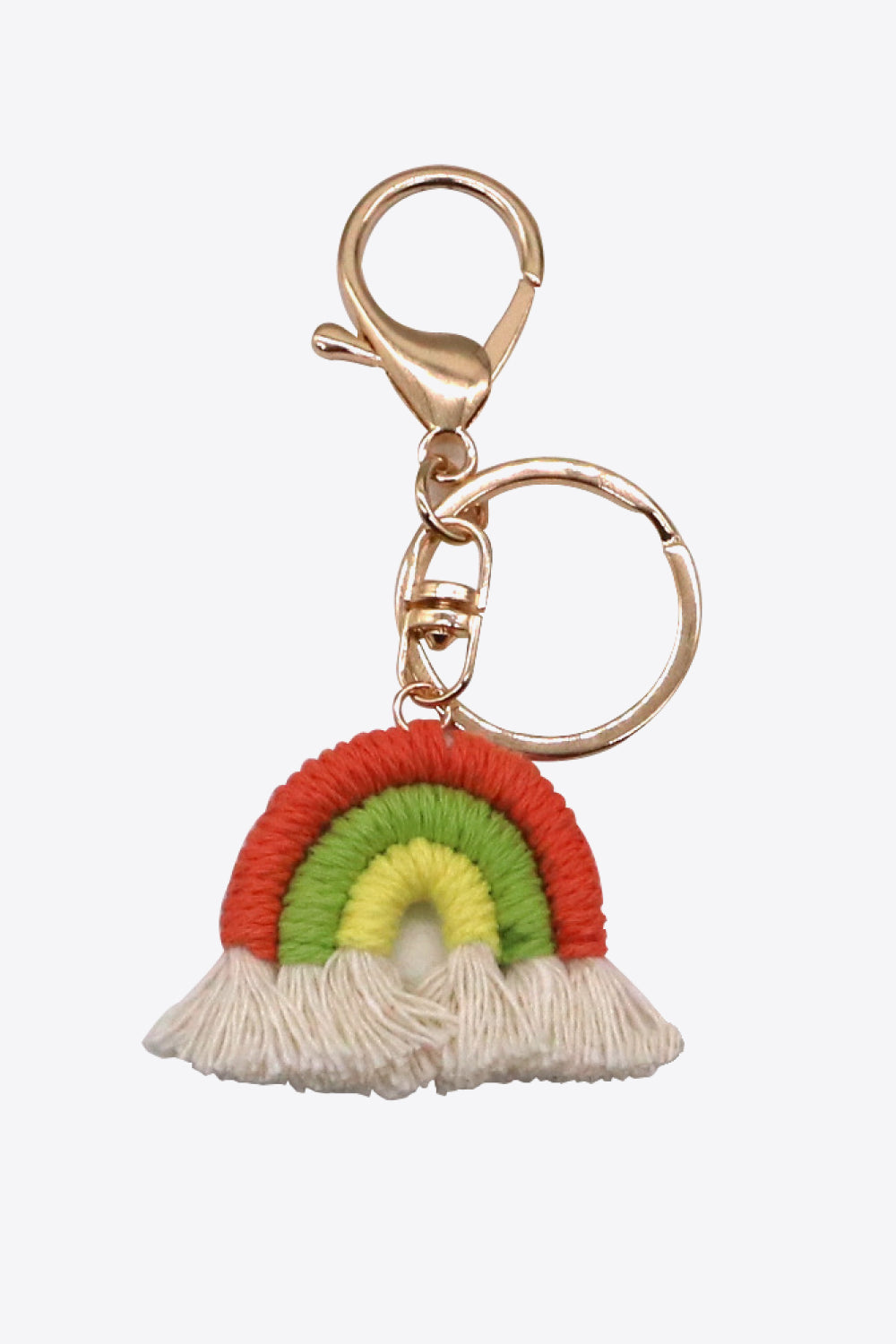 Colorful Boho RAINBOW Handmade Woven Tassel Keychain Ring with Clasp