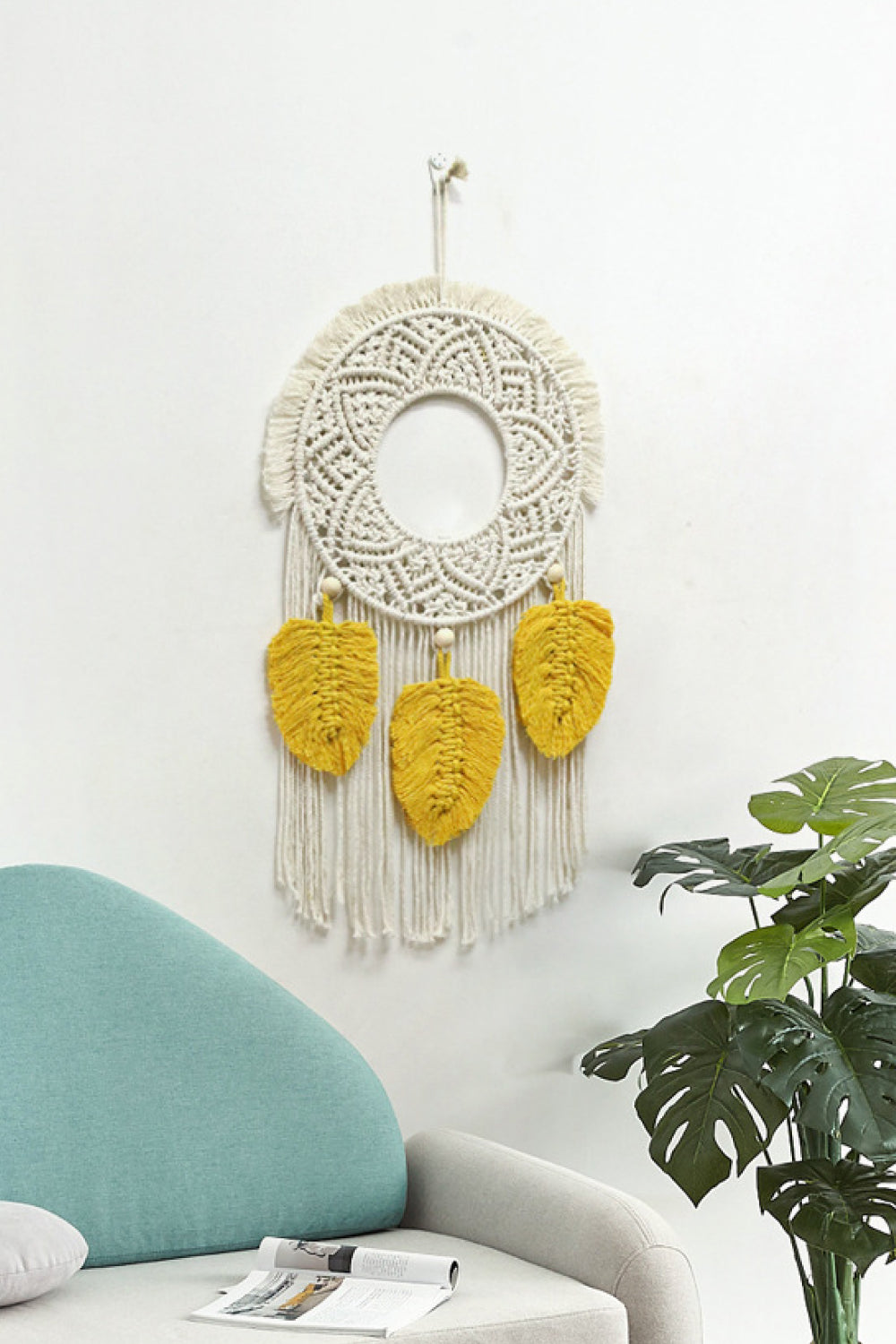 FEATHER Fringe Macrame Wall Hanging Hand-made Bohemian Home Decor Tapestry
(2 colors available)