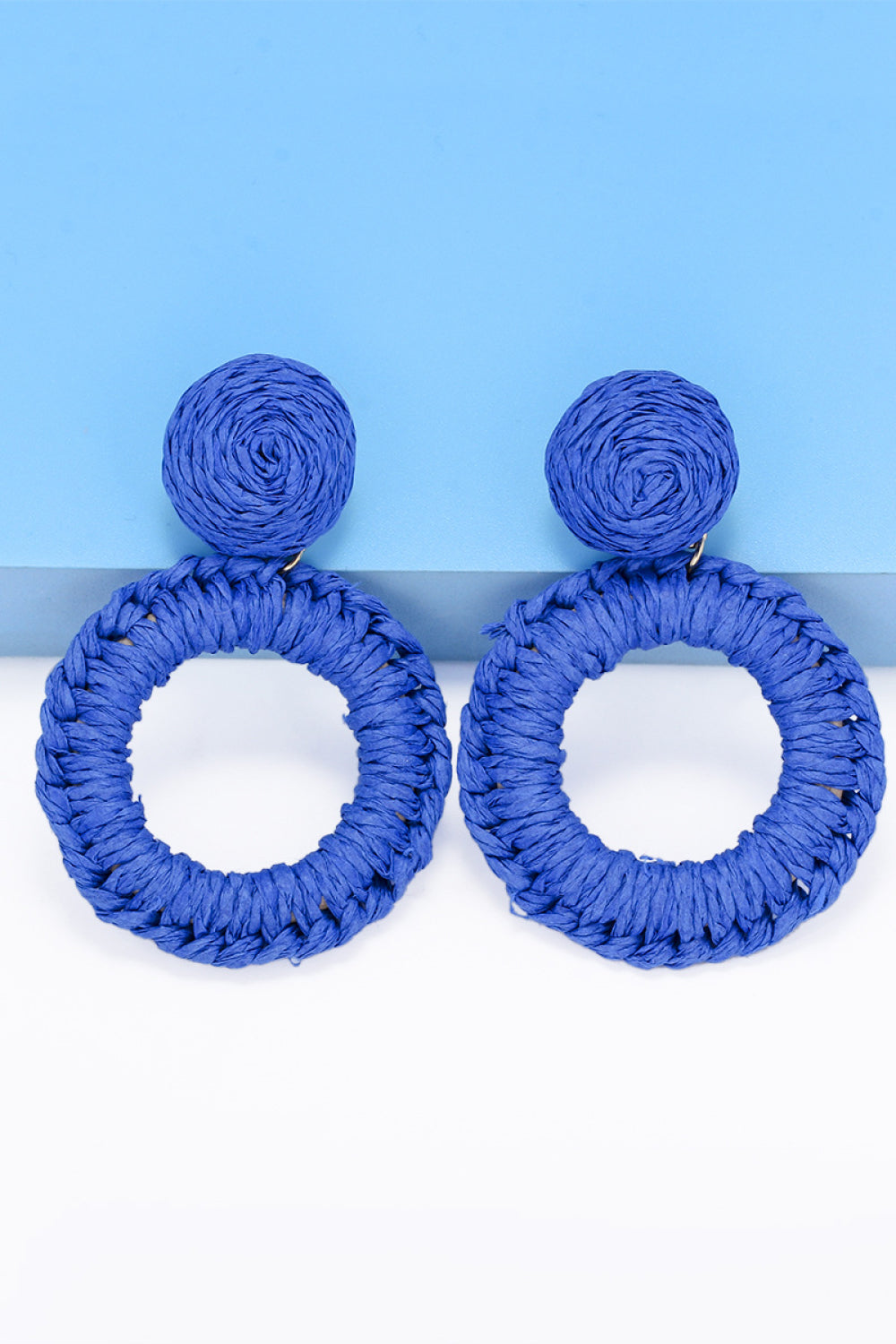 Bold Raffia Grass Round Dangle Earrings Jewelry (10 colors Available)