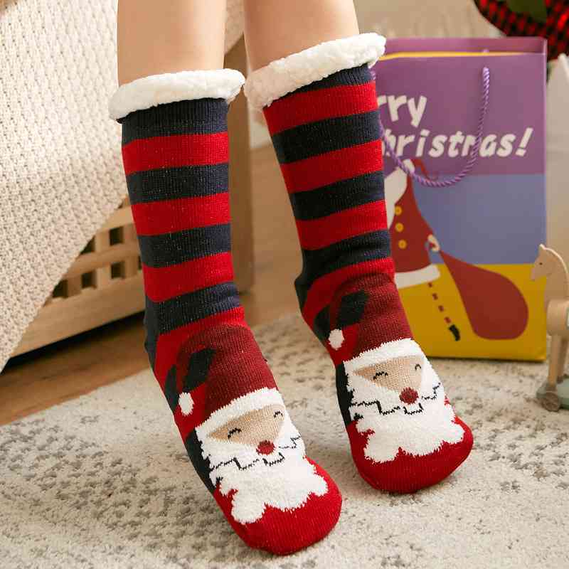 Christmas Knit Sherpa Filled Warm Winter Thick House Holiday Socks