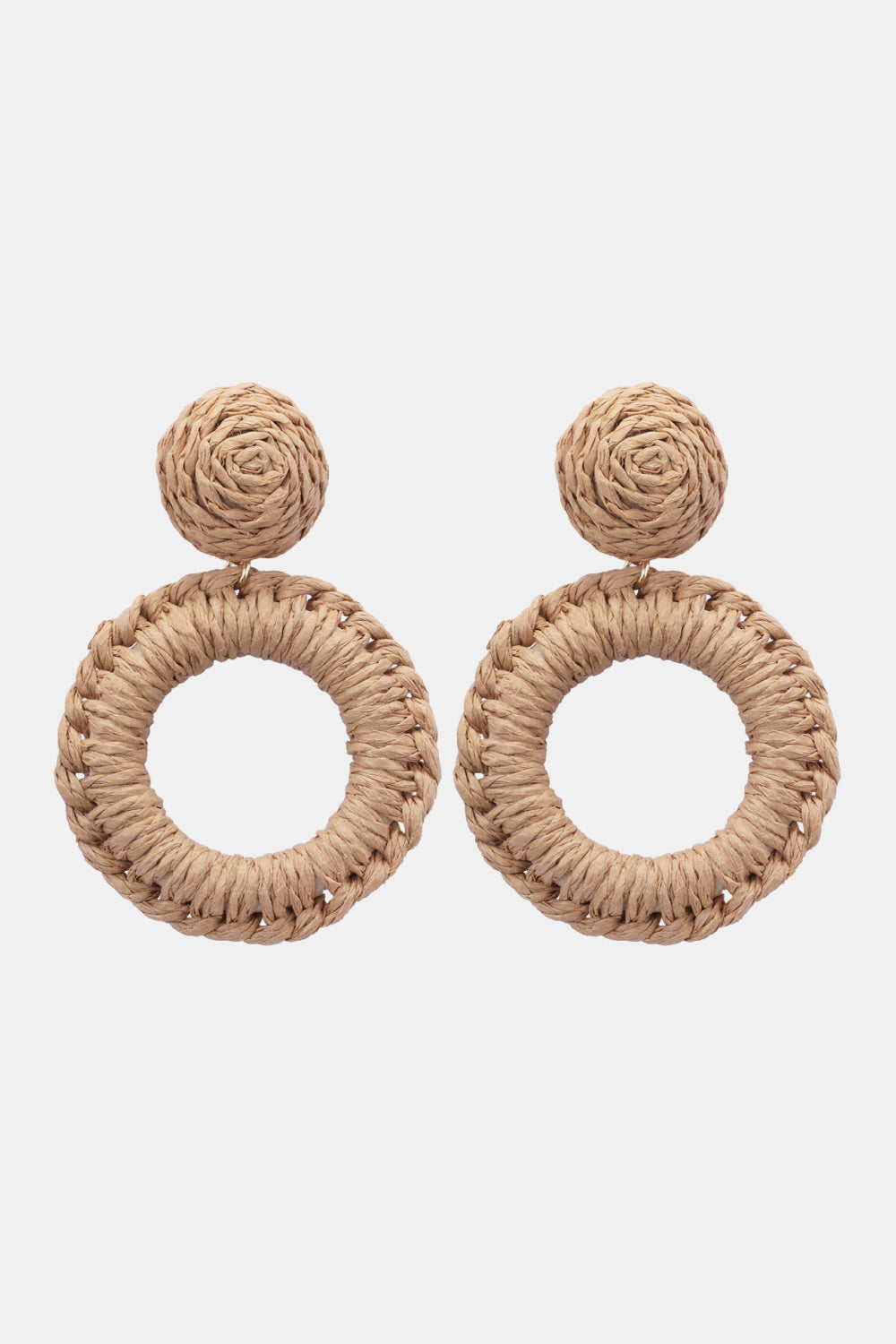 Bold Raffia Grass Round Dangle Earrings Jewelry (10 colors Available)