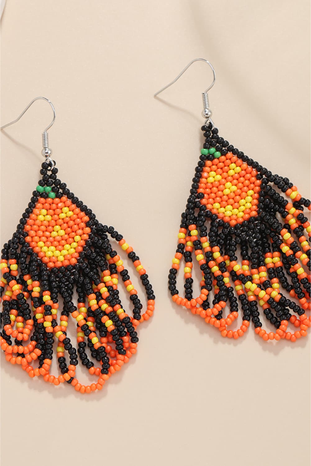 Spooky Fun Beaded Long Dangle Earrings Halloween Jewelry Pumpkin Ghost Spider Witch Skeleton