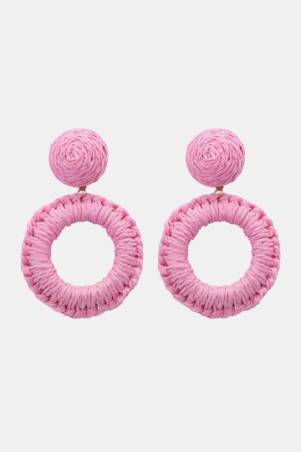 Bold Raffia Grass Round Dangle Earrings Jewelry (10 colors Available)