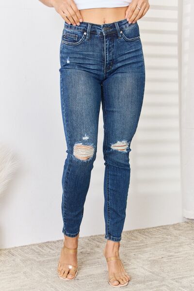 Tummy Control High Waist Skinny Slim Fit Stretch Denim Dark Wash Jean Pants