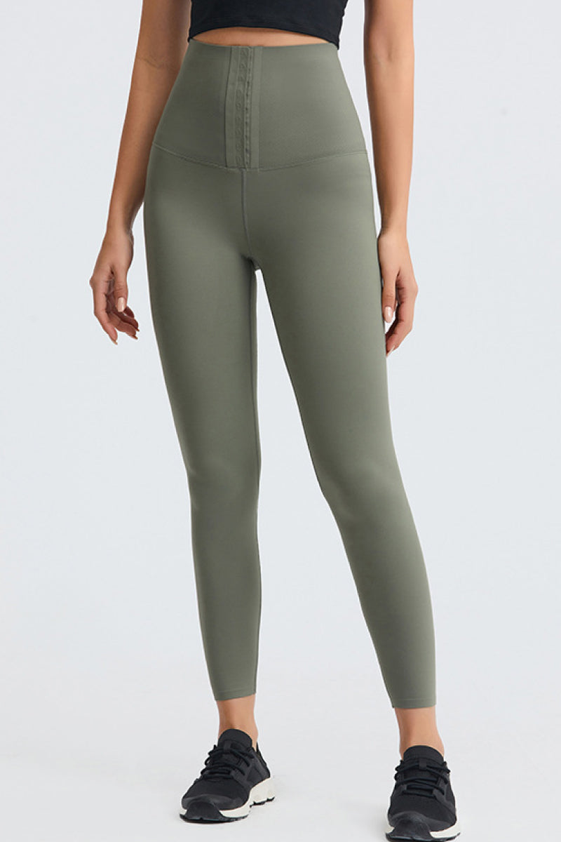 Wide High-Waist Adjustable Compression Stomach Cincher Athletic Legging Pants