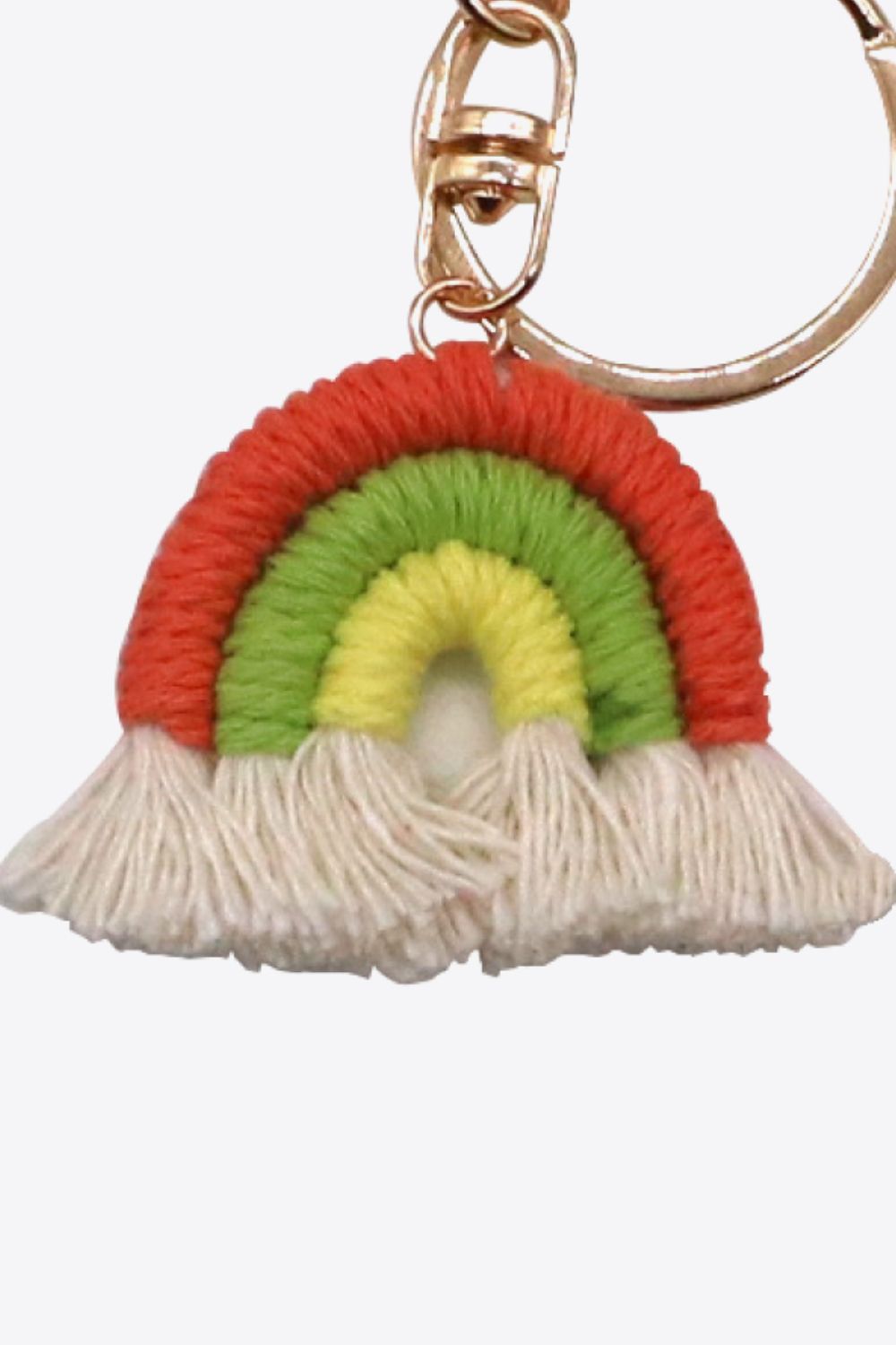 Colorful Boho RAINBOW Handmade Woven Tassel Keychain Ring with Clasp