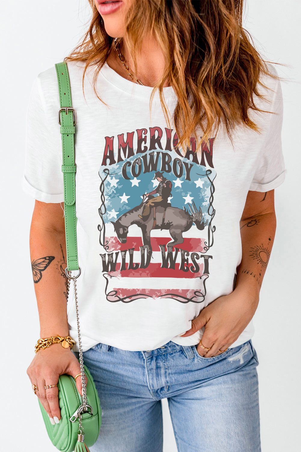 Country Western AMERICAN COWBOY WILD WEST Tee Shirt (Plus Size Available)