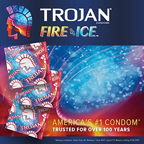 Fire and Ice Condoms Trojan Dual Action 3 Count Discreet Box