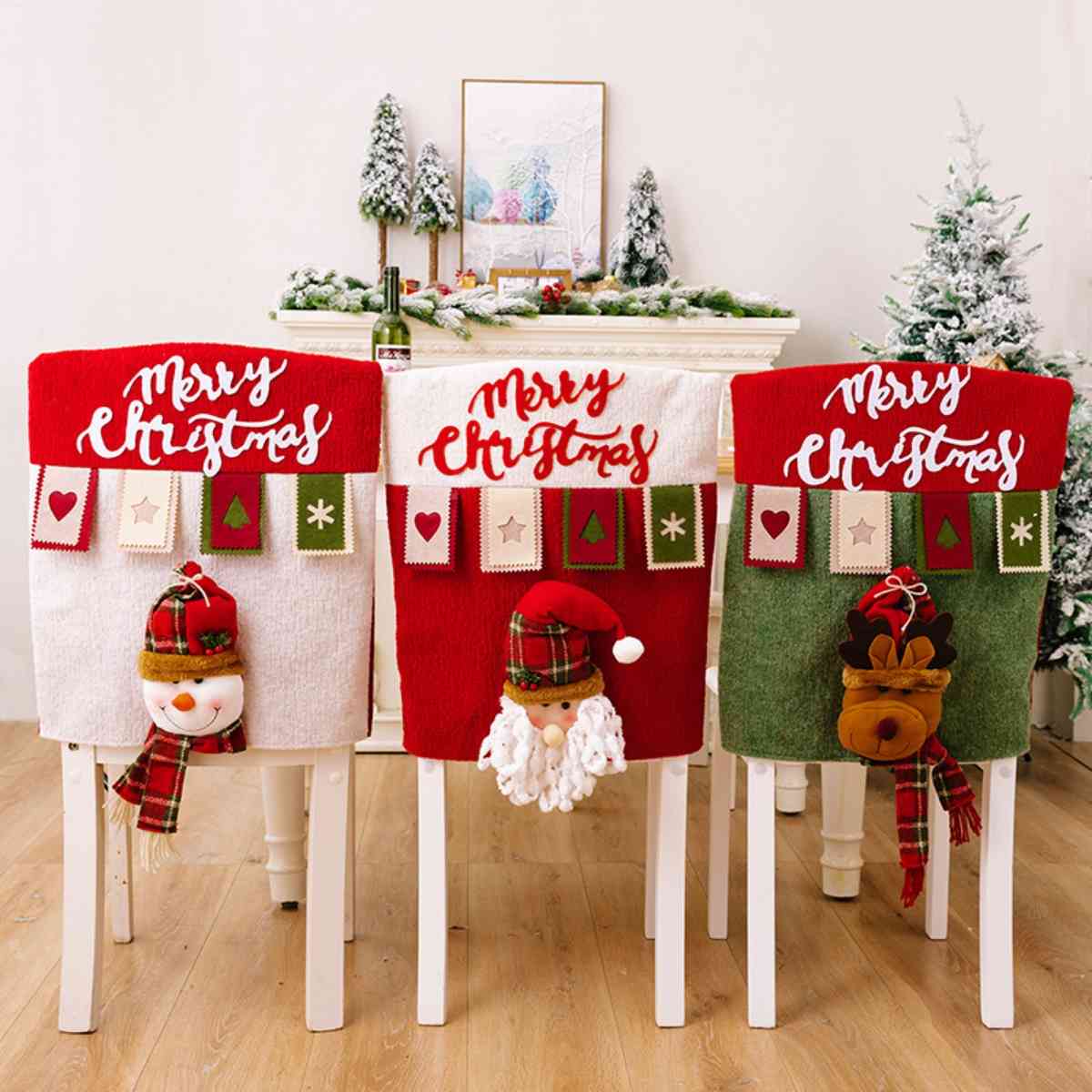 Santa Claus Snowman Reindeer Premium Christmas 3D Chair Cover Home Decor