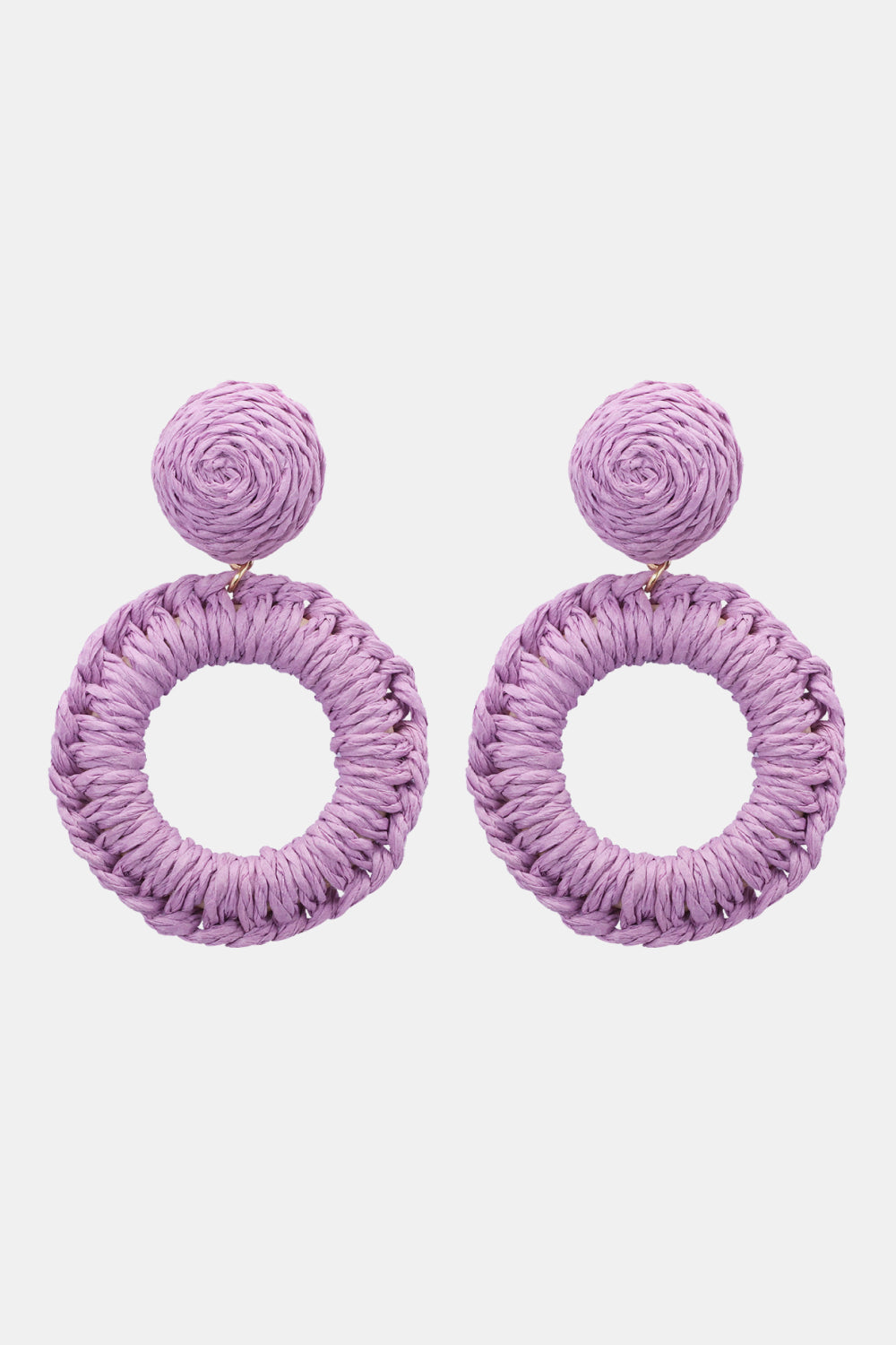 Bold Raffia Grass Round Dangle Earrings Jewelry (10 colors Available)