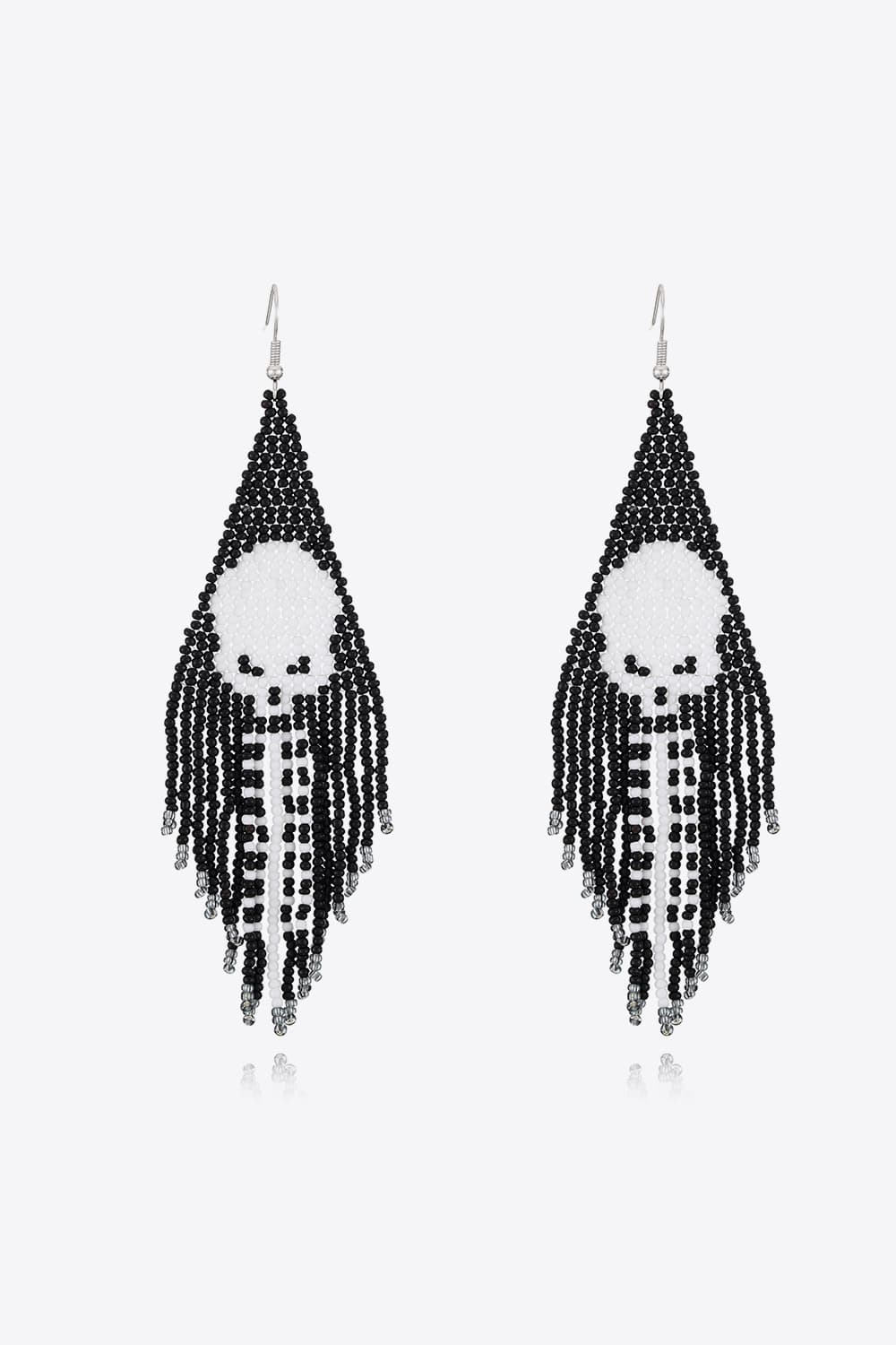 Spooky Fun Beaded Long Dangle Earrings Halloween Jewelry Pumpkin Ghost Spider Witch Skeleton
