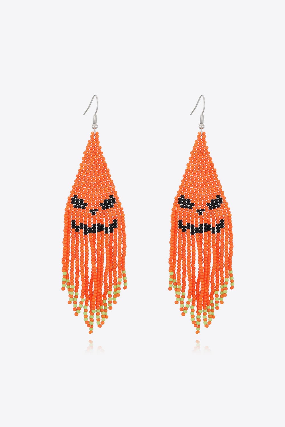 Spooky Fun Beaded Long Dangle Earrings Halloween Jewelry Pumpkin Ghost Spider Witch Skeleton