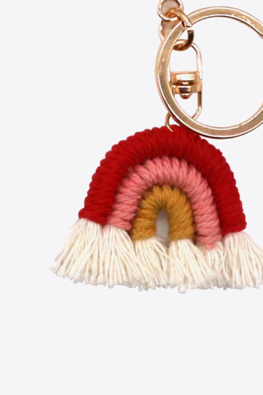 Colorful Boho RAINBOW Handmade Woven Tassel Keychain Ring with Clasp