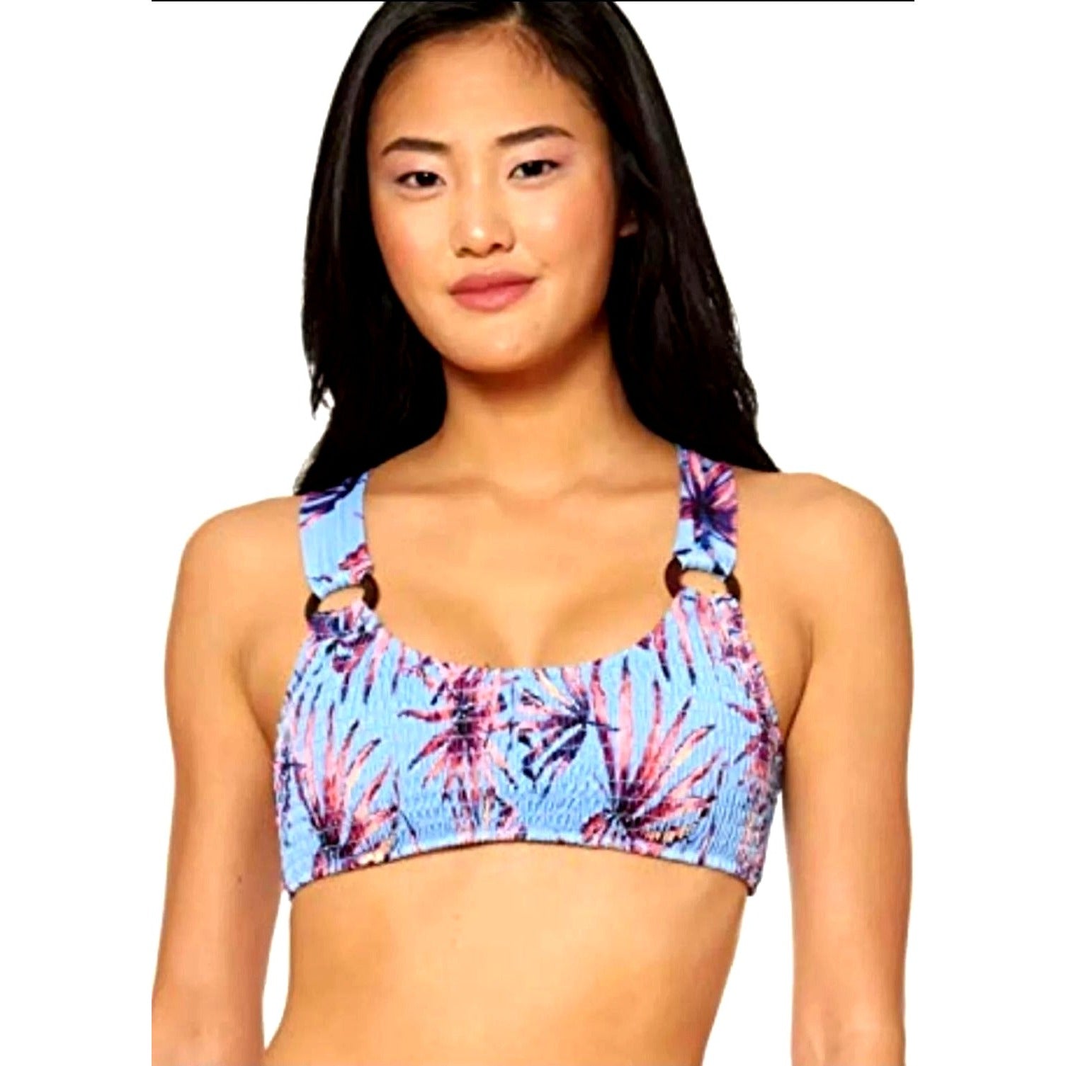 JESSICA SIMPSON Bikini top Swimwear O-Ring Smocked Bralette