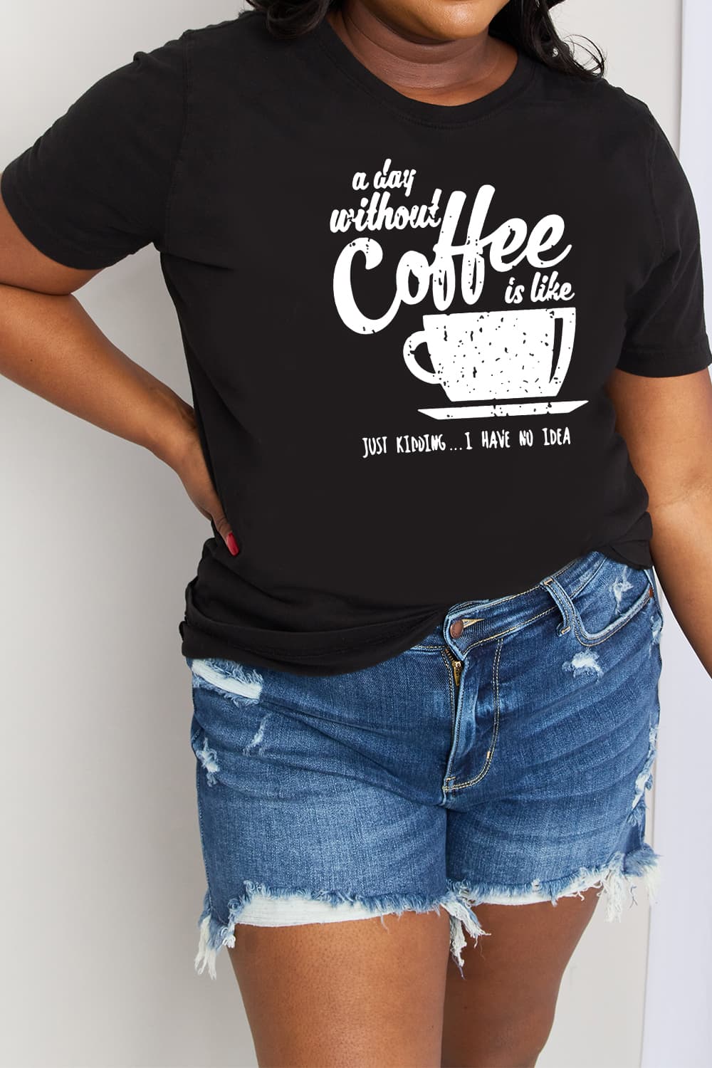 DAY WITHOUT COFFEE Funny Graphic 100% Cotton Short-sleeve Tee Shirt (Plus Size Available)