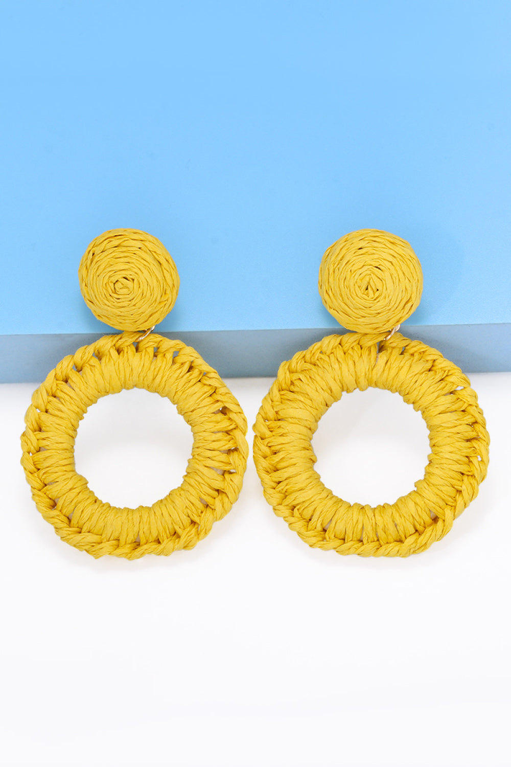 Bold Raffia Grass Round Dangle Earrings Jewelry (10 colors Available)