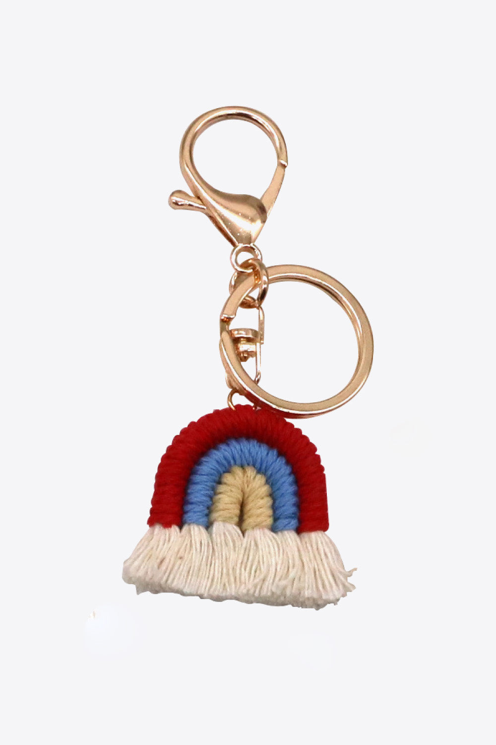 Colorful Boho RAINBOW Handmade Woven Tassel Keychain Ring with Clasp