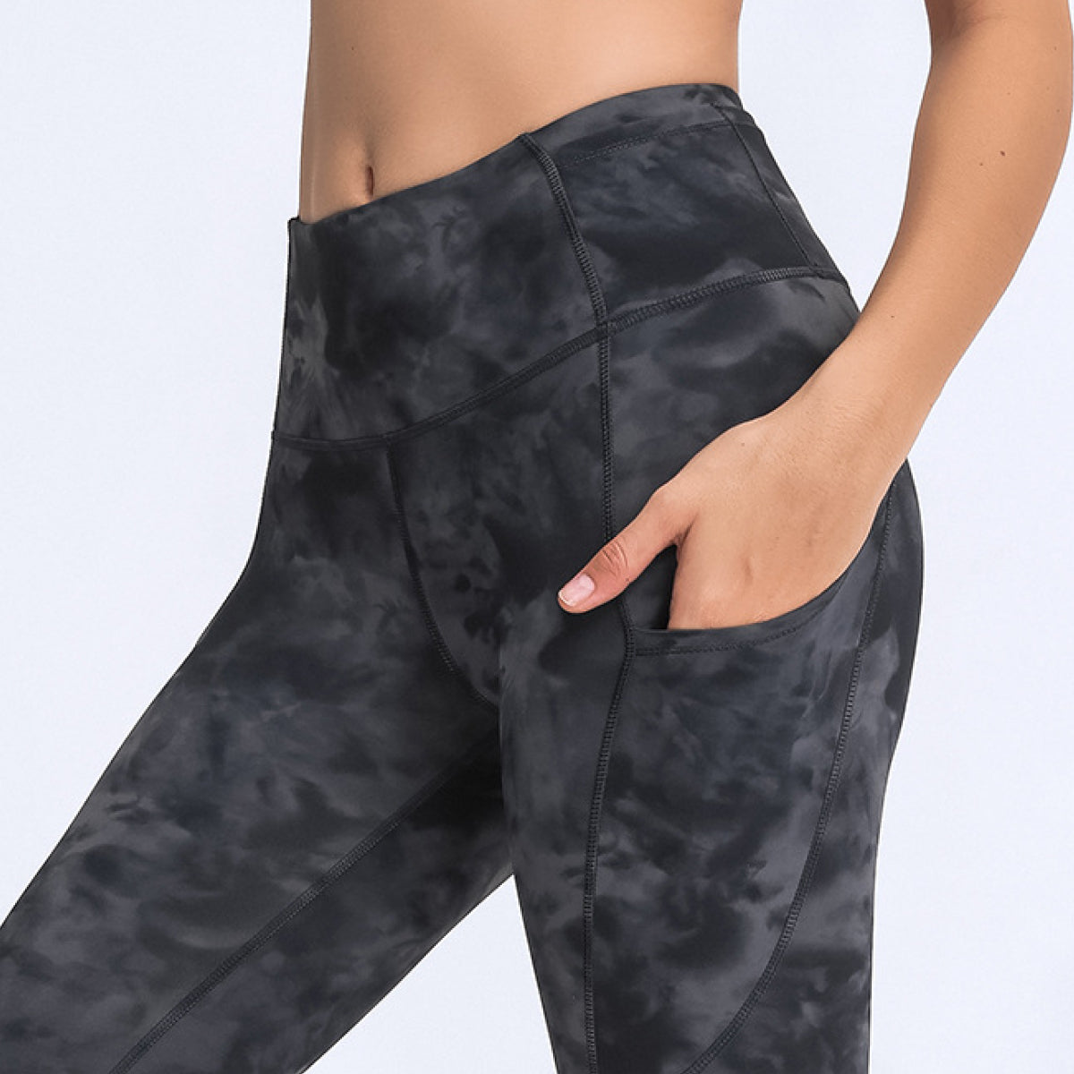 Wide Waistband Side Pocket Athletic Yoga Legging Pants