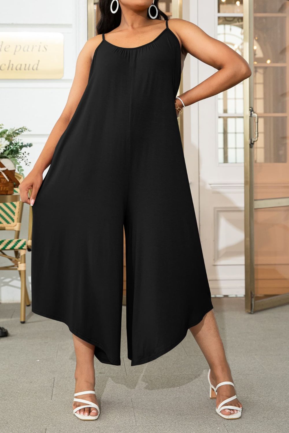 Sleeveless Bohemian Capri Wide Leg Oversized Pant Jumpsuit (Plus Size Only)