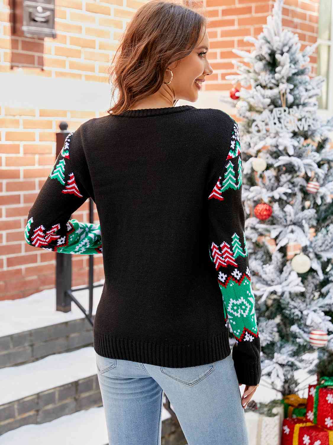TREE REX Knit Holiday Long Sleeve T-rex Dinosaur Christmas Light Fun Sweater